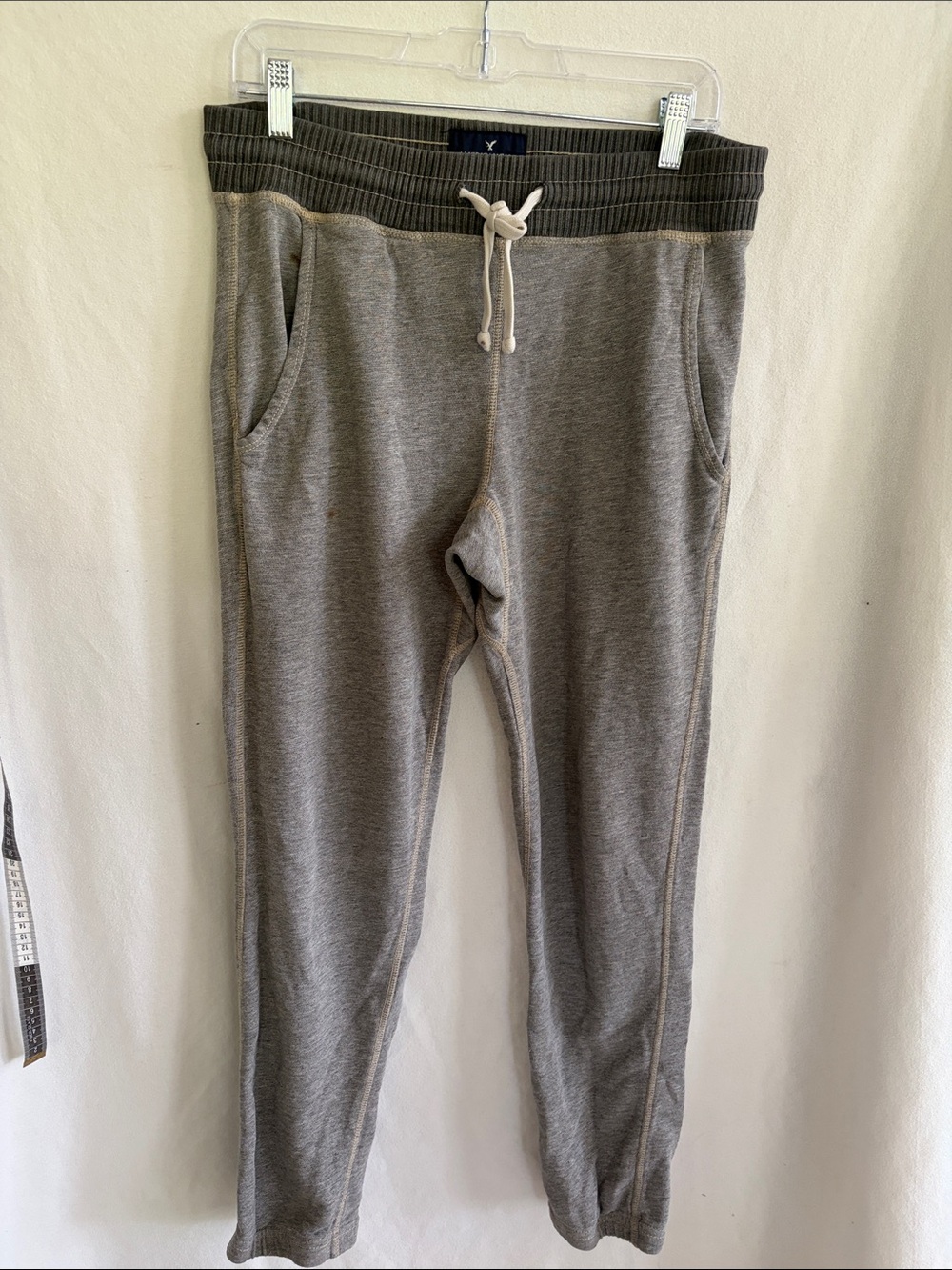 American Eagle Outfitters Grey Rib-Waist Jogger Sweatpants